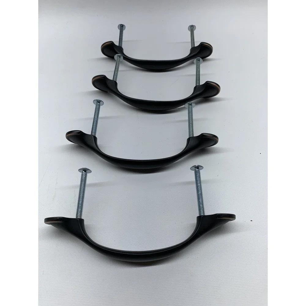 [4x] Bronze Half Round Foot Cabinet Pulls 3-In. With Screws‎